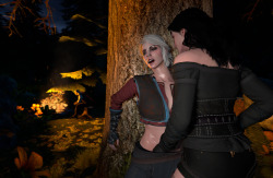 desiresfm:  Concept scene for “The Kiss”-Sequel&quot;  After a long day of traveling Geralt, Ciri and Yennefer finally found a place to rest. Geralt enjoyed the heat of the fire and grinned, thinking about warming up Yen, once Ciri fell asleep.With