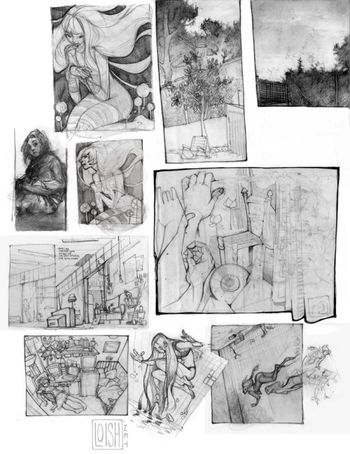 some sketch pages that i scanned in for the artbook but that didn’t make it to the final cut!