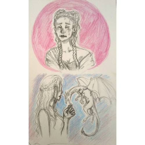 fullofkoffein:#fanart #sketch #gameofthrones #sansastark#deanerystargaryen #lildragon #shitty #penci