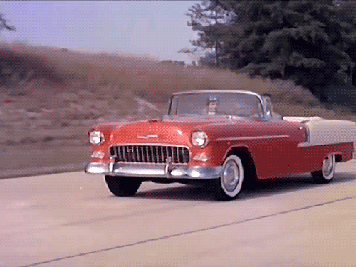 publicdomaindiva:  From a 1955 Chevrolet screen advertisement. 