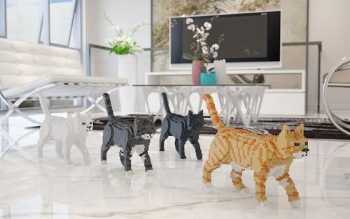 Cat Lego sculptures by Jekca