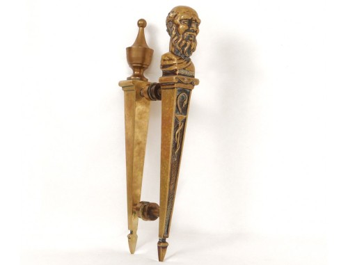 Gilded Bronze Pharmacy Doorknob Featuring a Caduceus/Staff of Asclepius/Aesculapius and Bowl of Hygi