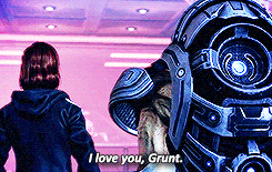 tethrasing:
“ favorite mass effect relationships » Female Shepard & Grunt friendship
“ “Grunt, you apologize to the nice man for setting his car on fire.”
“Fine. I’m sorry for setting your car on fire…and I won’t do it again.”
“Good.” ”
