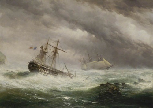 centuriespast:HMS ‘Endymion’ Rescuing a French Two-Decker, 1803Ebenezer Colls (1812–1887)National Ma