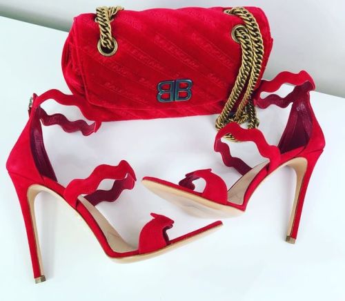 Match made in heaven ♥️ Brand new Prada Scalloped red suede sandals EU40.5 UK7.5 £315Brand new Bal