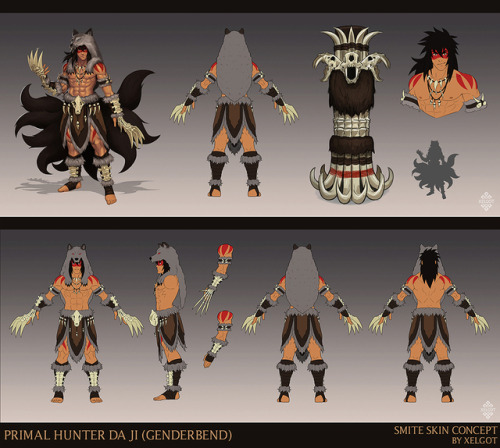 Hey guys! My Primal Hunter art project is now finished. It started as a genderbend skin concept for 