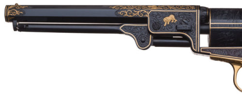 Engraved and gold inlaid pair of Colt Model 1851 percussion revolvers, by master engraver J.J. Adams