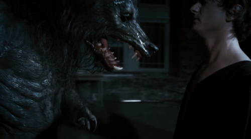 The guy looks awfully calm despite coming face to face with a werewolf! #WerewolfWednesday