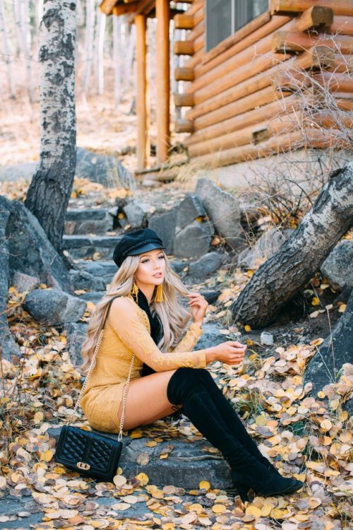 fashion-boots:Stephanie Danielle: Shades of Fall in Hope ValleyDress: VICI | Coat: HoneyBum | B