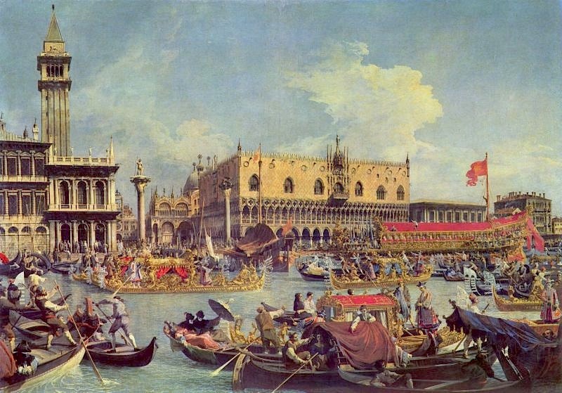 The Return of the Bucentaur to the Molo on Ascension Day, 1730  by Canaletto (1697–1768).