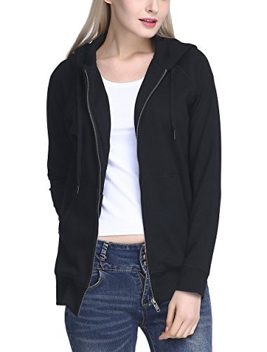 Urban CoCo Women&rsquo;s Full Zip-up Hooded Sweatshirt Long Sleeve Casual Hoodie Jacket