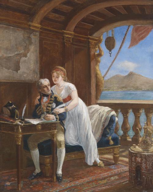 monsieurleprince:Unknown artist, first half of XIX century, Admiral Nelson and Lady Hamilton in Napl