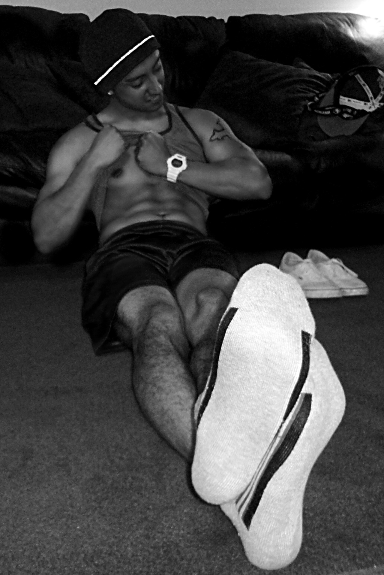 seagerfootlvr:  Love the socks……and those muscles!