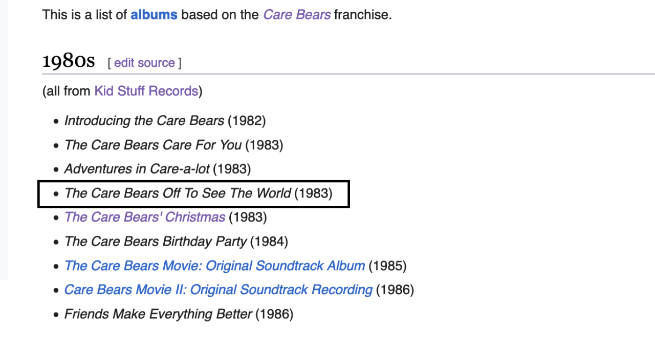 The Care Bears Discography