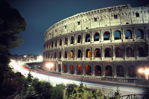 The stone and concrete ampitheatre of the Colosseum in Rome, October 1979.Photograph by O. Louis Maz