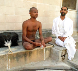   Jain monk and pilgrim by Bo Kage Carlson  A Jain monk talking with a pilgrim in the Sonagiri temple compound. The whisk the next to the monk is his only worldly belonging. It is used to sweep the ground to avoid killing insects and worms by accident