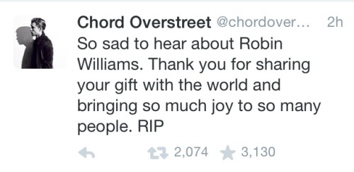 everyb0dysucks:  Glee Cast tweets about Robin Williams