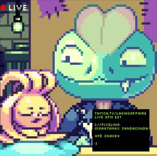 Pixeling a certain giant tornado snake tonight! Stop in to twitch.tv/lagiasapphire to check it out l