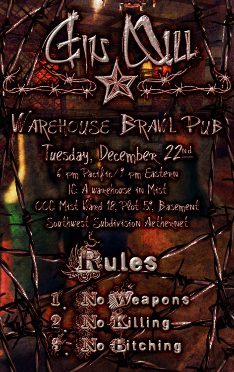 gin-mill-fights:THANK FUCK IT’S ALMOST NOT 2020 ANYMORETHE GIN MILL - Warehouse Brawl PubWhen: Tuesd