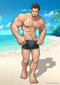 barasecretfolder:  Beach Hunk by silverjow