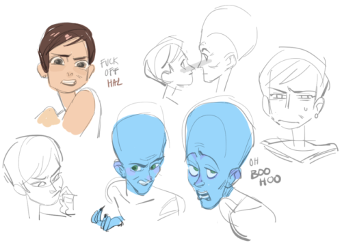 megamind but shes a trans lesbian. post movie i love the idea of megamind n roxanne doing investigat