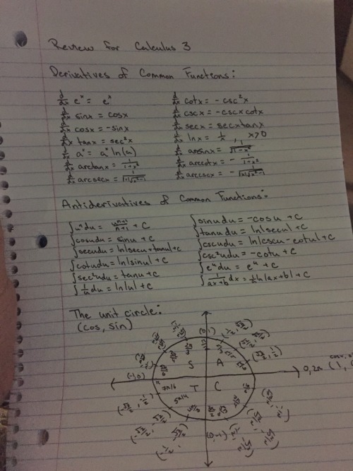 Just notes I made of brushing up on the basics before my calculus 3 course starts. I made A’s in bot