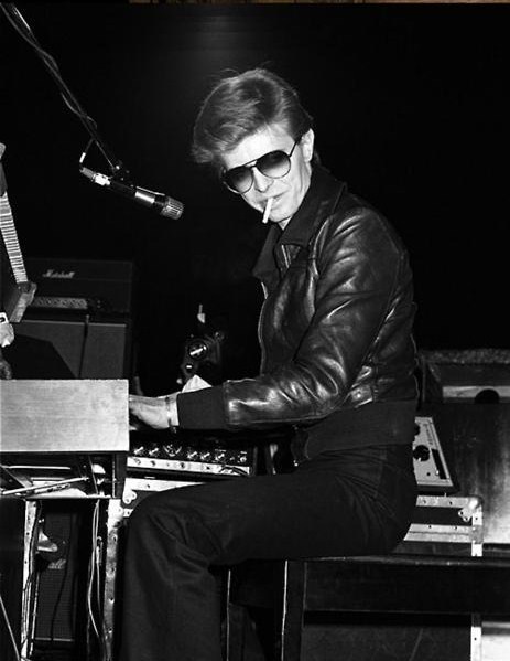 berlin-1976:  David Bowie on keys for Iggy Pop’s Idiot tour, 1977