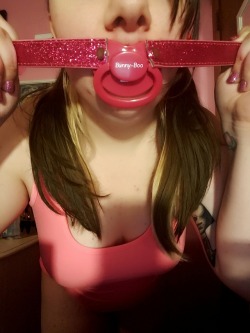 bunny-boo: Is this better daddy?  Paci gag