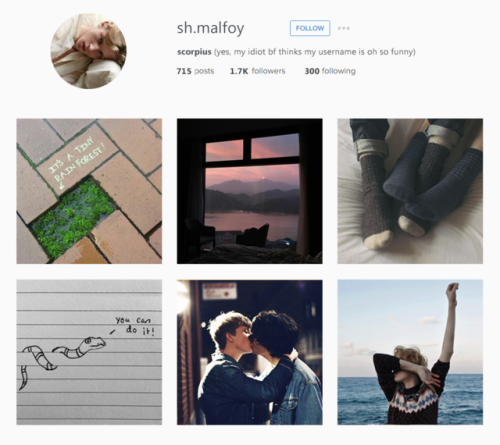 hogwartshousesnet: gryffinpuff vs slytherclaw: social media au  →  scorbus + instagra