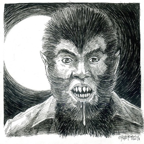 Mab’s Drawloween Club Day 17: a very Paul Naschy inspired Werewolf.#art #mabsdrawlloweenclub2018 #ma