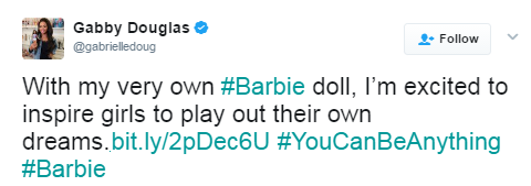 black-to-the-bones: Gymnast and Olympic gold medalist Gabby Douglas is about to slay the scene with a major partnership. Linking up with Barbie, the inspirational athlete launched her own doll!      A post shared by Barbie (@barbie) on May 1, 2017 at