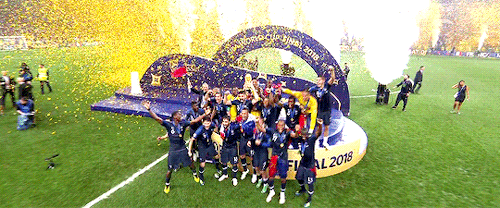 worldcupdaily:The French team celebrate after winning the 2018 FIFA World Cup.