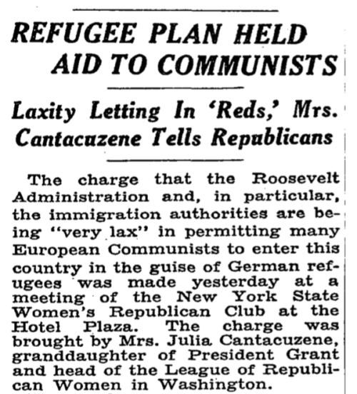 The New York Times, May 18, 1938. Never forget that Jews fleeing Hitler in 1938 were accused of bein