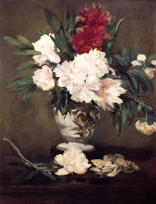 arrests:  Vase of Peonies on a Small Pedestal, Edouard Manet Paris, France. 1864