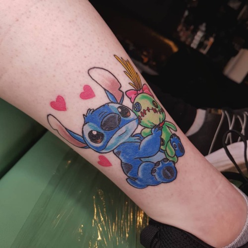 Lunie Chan  Stitch and scrump  done at coupdefoudretattoo  stitchtattoo scrumptattoo disney disneytattoo colortattoo colors  blue stitchandscrump ankletattoo cutetattoo cute kawaiitattoo kawaii  liege liegetattoo belgiumtattoo 