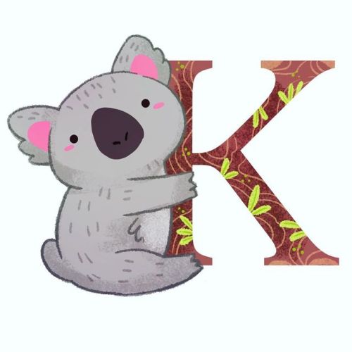 K is for koala! Get the full alphabet print in my shop, free shipping! At www.michiscribbles.etsy.co