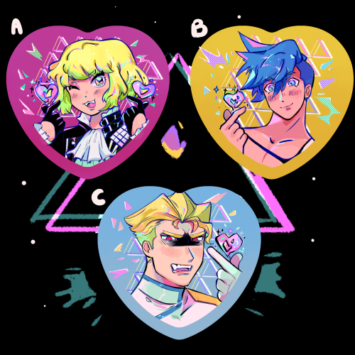 (Reblogs are rlly appreciated !) im opening pre orders for my kny and promare heart buttons  I&