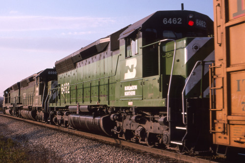 Run-Through TrainHere is a Burlington Northern run-through train rolling on the Southern Railway nea