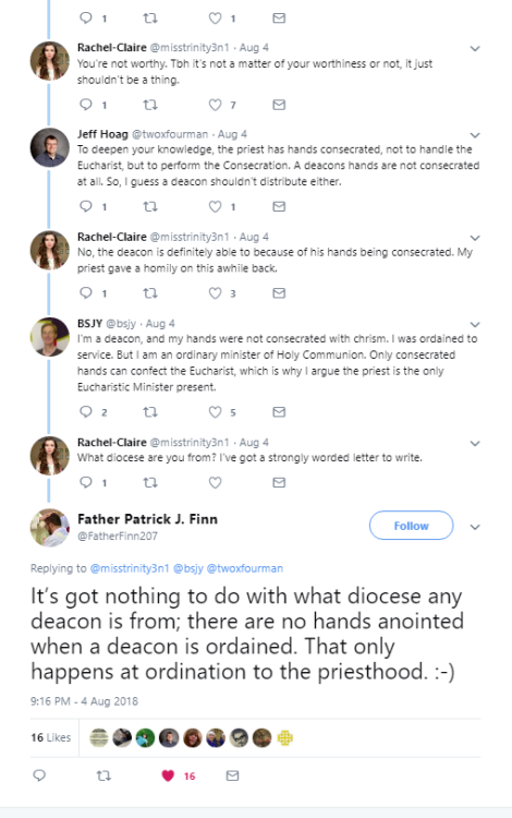 this woman ghosting her own 30-tweet thread about why laypeople distributing communion is a crime af