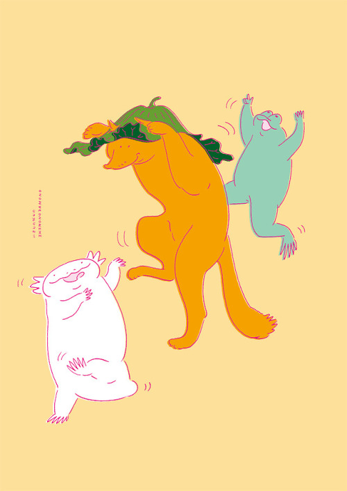 ikimonodamono:Homage to Koson Ohara[dancing fox ]◎