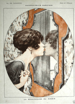 trixietreats:  olosta:   La récompense du miroir, illustration by Chéri Hérouard   Mademoiselle Narcisse 