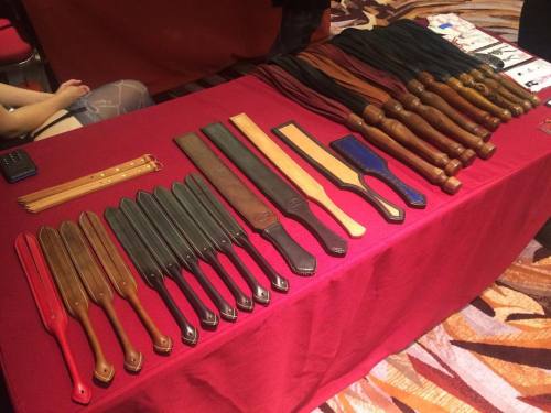 paraphiliatoys:  Stayed up last night and woke up early to build more floggers and refill the table. #paraphilia is doing well at DomCon LA. #bdsmcommunity #bdsm #handmade #leather #losangeles