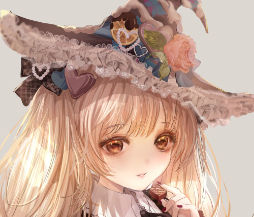 チョコレート魔女(顔アップ版)Witch in a chocolate hat