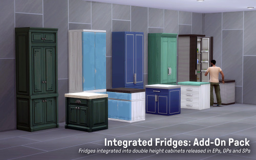 tyirsims:Integrated Fridges: Add-On Pack Fridges integrated into double height cabinets released in 
