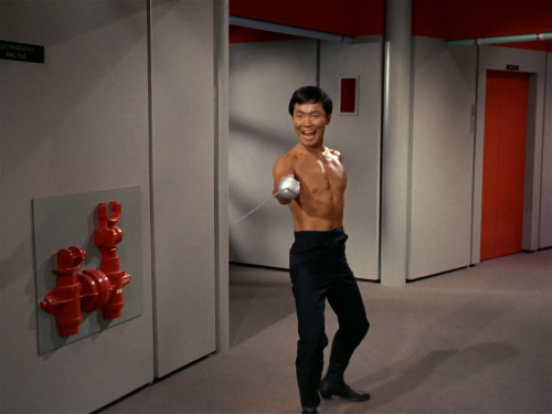 classictrek:The first-draft script for “The Naked Time” featured Sulu stalking through the corridors