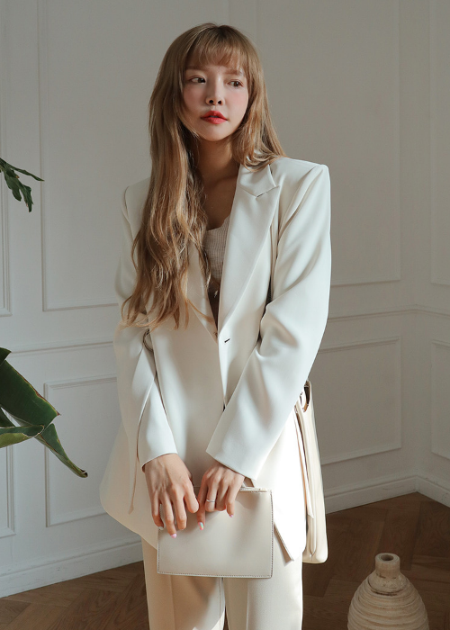 Peak Lapel Belted Blazer by Stylenanda