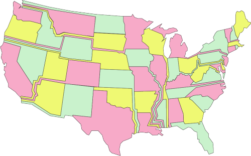 the-real-numbers: artificial-father: Map of the United States but now each state touches the ocean@m