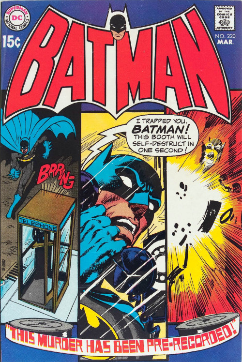 Classic cover by Neal Adams from Batman #220, published by DC Comics, March 1970. 