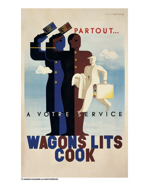 Adolphe Mouron Cassandre, poster artwork for Wagons-Lits Cook, 1933. Via cassandre.frThe company had