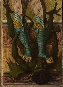paysagemauvais:  Saint Michael, detail - Carlo Crivelli (about 1430/5-about 1494) about 1476tempera and gold on panel91 x 26 cm The National Gallery, London 
